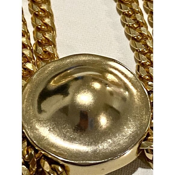 Erwin Pearl Signed Vintage Gold Tone Multi-Strand Curb Chain Necklace w Pendant - Picture 4 of 8